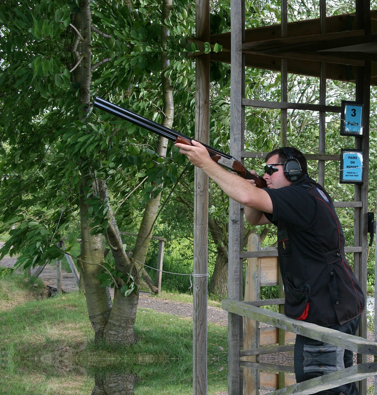 A man shooting at Wedgnock shooting grounds