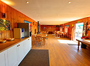 An inside view of the clubhouse at Adventure Sports Warwick