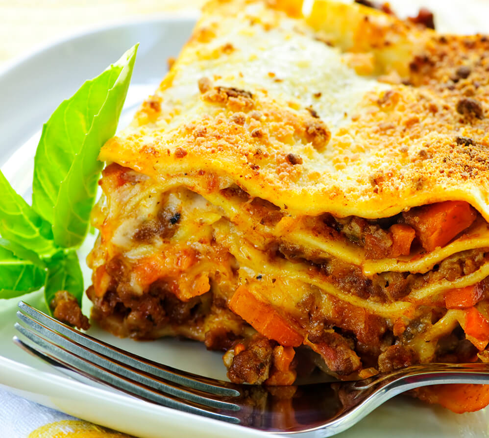 A closeup picture of Lasagne