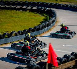 Go karts going around a track